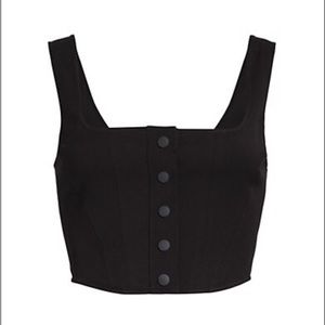 NWT Wayf Cora Snap-Front Crop Top Black Medium